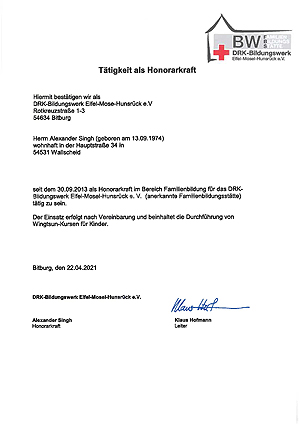 Wingtsun-Kurse für Kinder beim Bildungswerk des Deutschen Roten Kreuzes, Eifel, Mosel Hunsrück e.V.